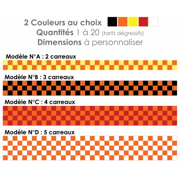 Sticker damier orange et blanc