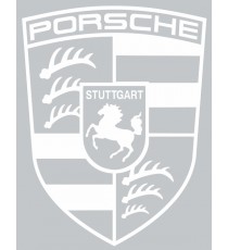 Stickers Porsche ecusson (blanc seul)